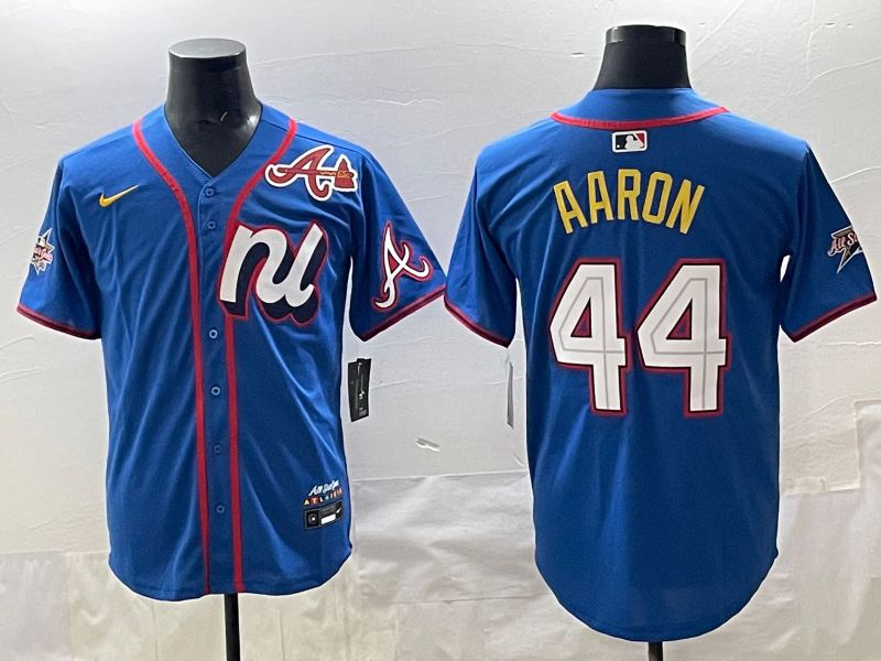 Men 2025 Atlanta Braves #44 Aaron Blue All star Nike MLB Jersey style 02